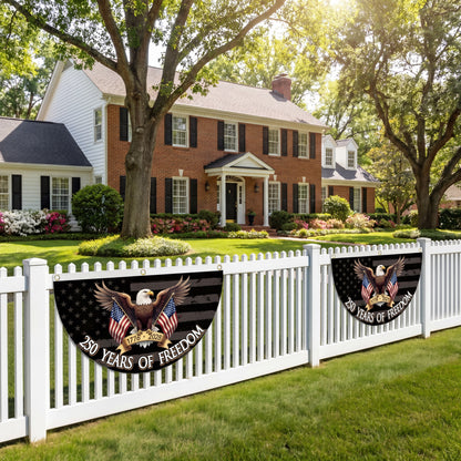 250 Years Of Freedom Patriotic Polyester Bunting Flag, America 250th Birthday Semicircular Flag Banner 1776–2026 Patriotic Bunting