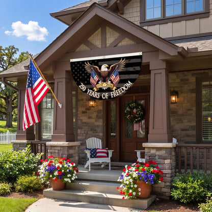 250 Years Of Freedom Patriotic Polyester Bunting Flag, America 250th Birthday Semicircular Flag Banner 1776–2026 Patriotic Bunting