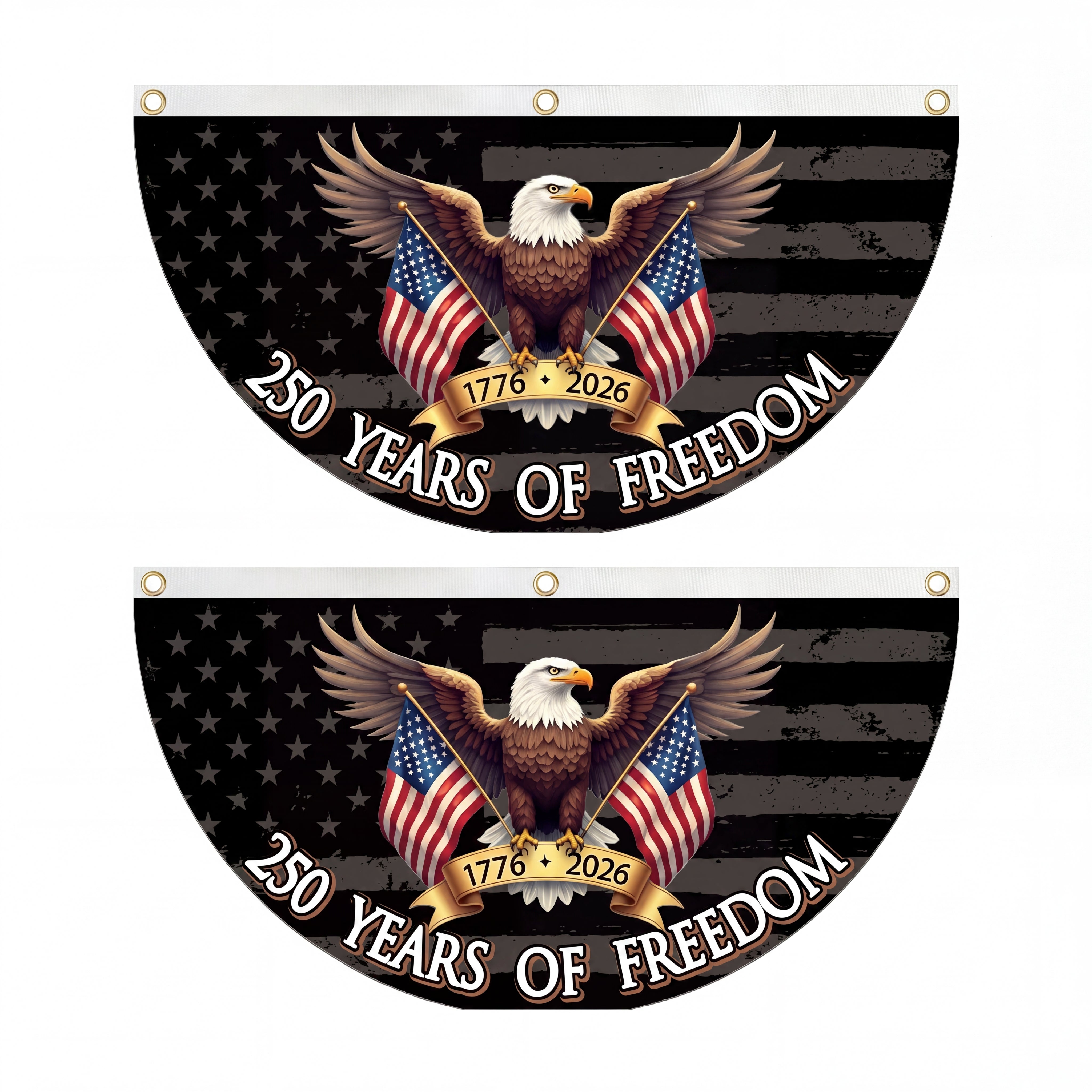 Closeup of ring of stars surrounding the banner edge