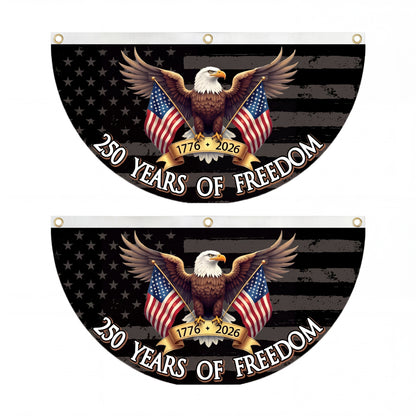 250 Years Of Freedom Patriotic Polyester Bunting Flag, America 250th Birthday Semicircular Flag Banner 1776–2026 Patriotic Bunting