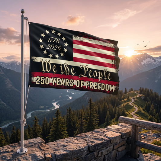 America 250th Anniversary 1776 2026 Semiquincentennial We The People Patriotic Grommet Flag