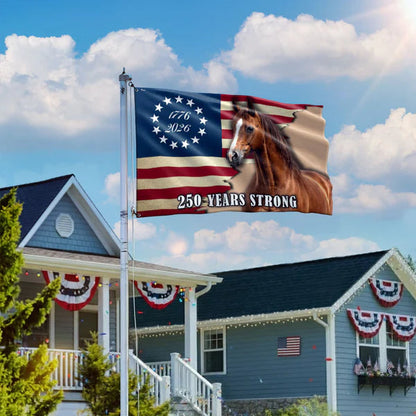 250 Years Strong Horse American Grommet Flag for Farm Patriotic Decor