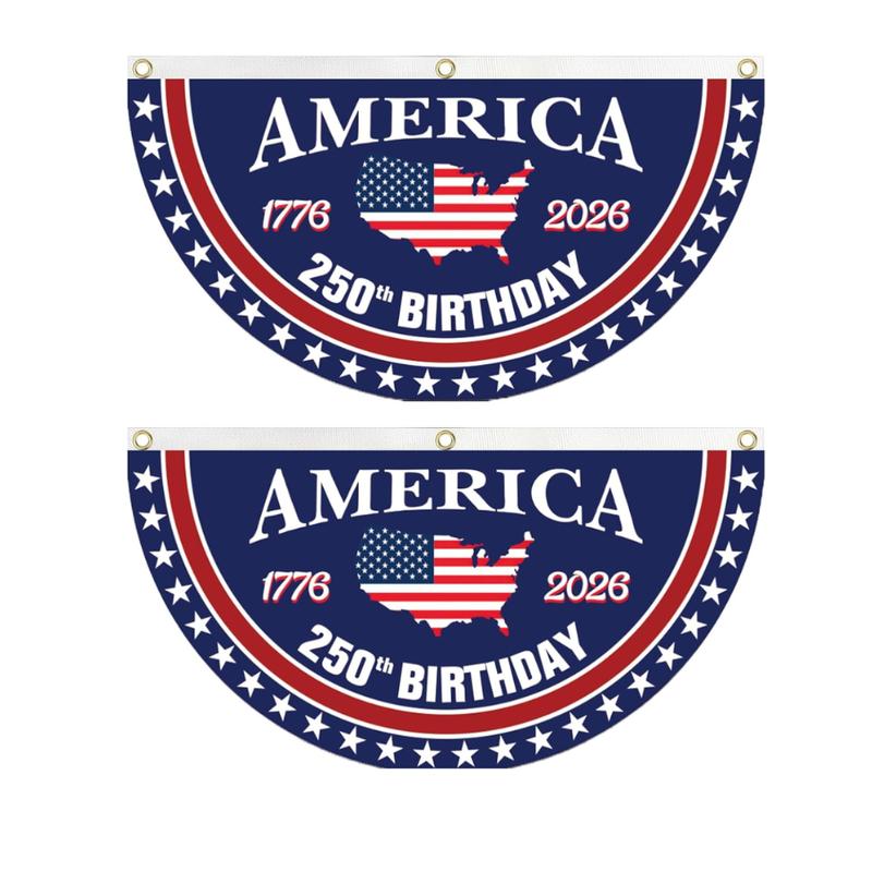ViraZox America 250th Birthday Semicircular Flag Banner, 1776–2026 Patriotic Polyester Bunting Flag