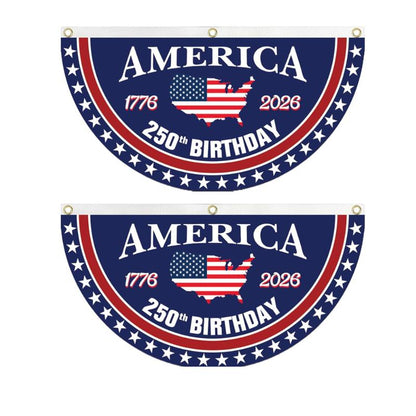 ViraZox America 250th Birthday Semicircular Flag Banner, 1776–2026 Patriotic Polyester Bunting Flag