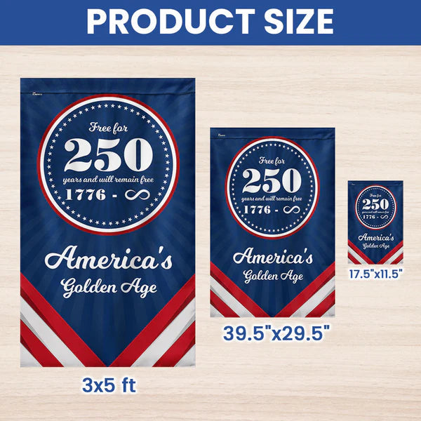 ViraZox American Flag - America 250th Anniversary Golden Age Canvas Flag