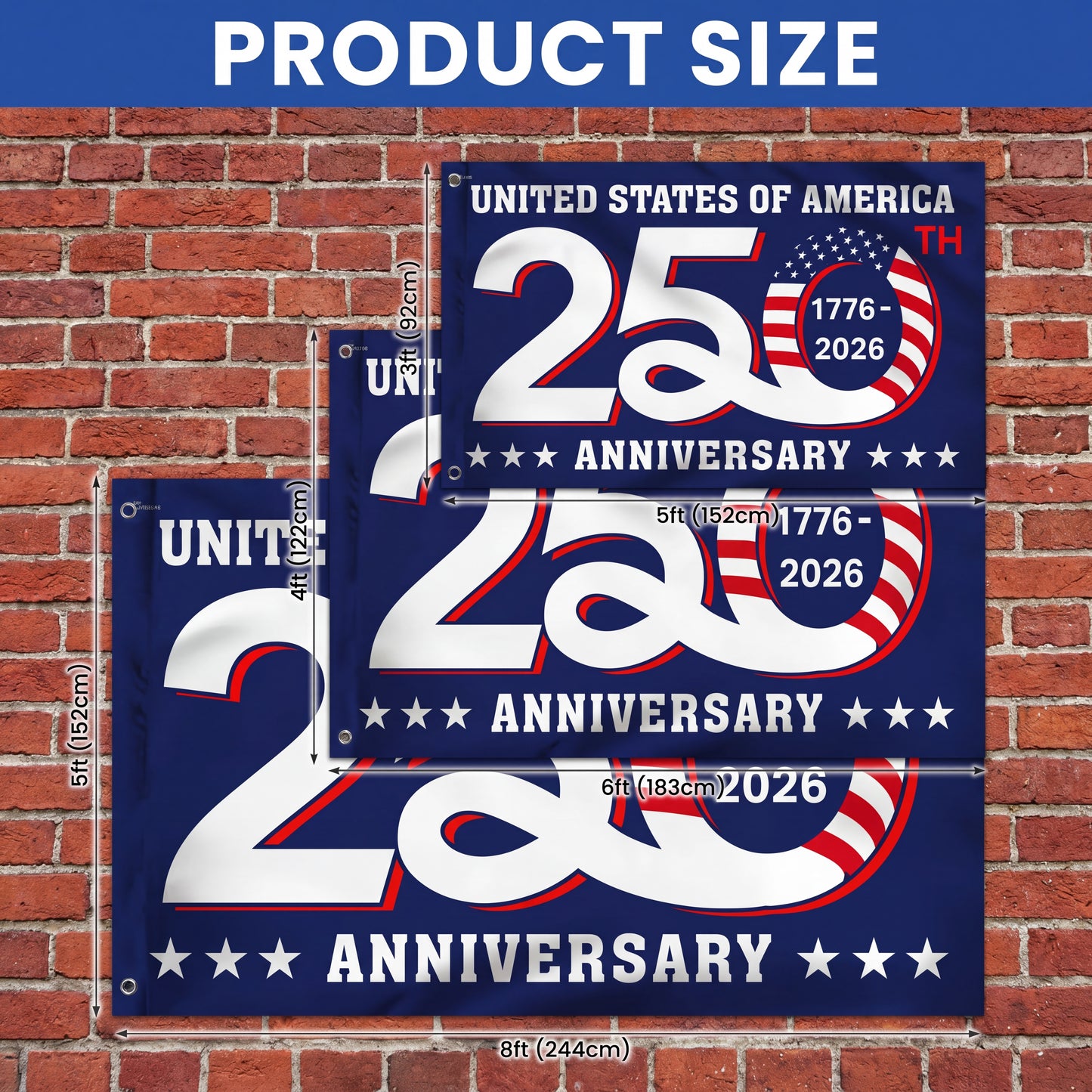 Patriotic 250th Anniversary 1776 2026 United States of America Semiquincentennial Grommet