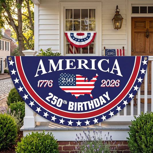ViraZox America 250th Birthday Semicircular Flag Banner, 1776–2026 Patriotic Polyester Bunting Flag