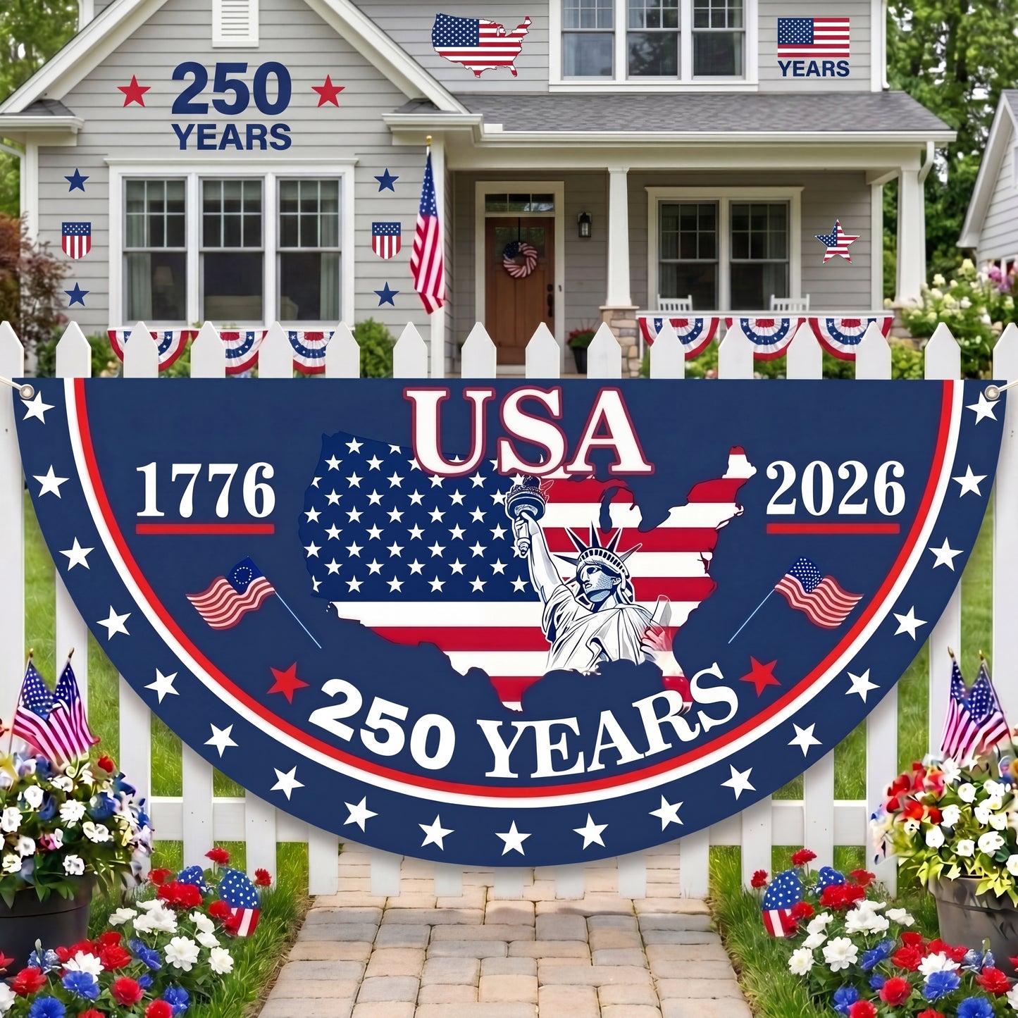 ViraZox American Flag - America 250th Anniversary Non - Pleated Fan Flag